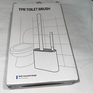 White TPR Toilet Brush with Holder - Unbranded